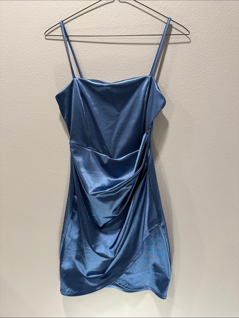 Windsor Satin Mini Dress in Blue